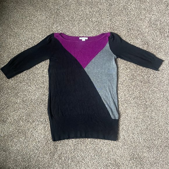 White House Black Market Three-Quarter Sleeve Color Block Sweater Tunic, size M - Picture 1 of 9